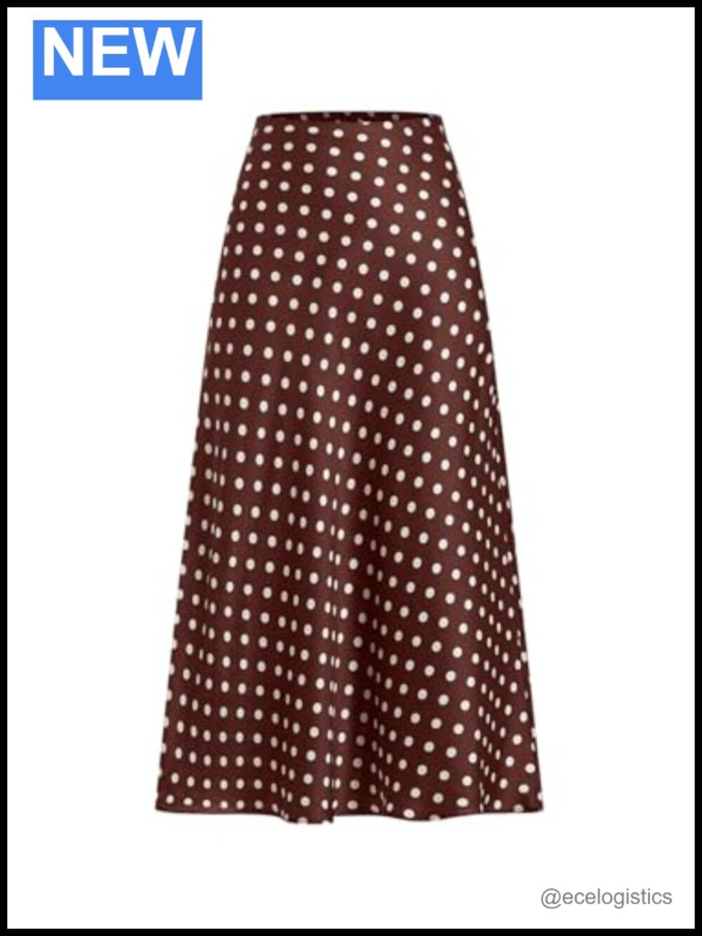 Satin High Waisted Ruffle Midi Skirt, Flowy Polka Dot